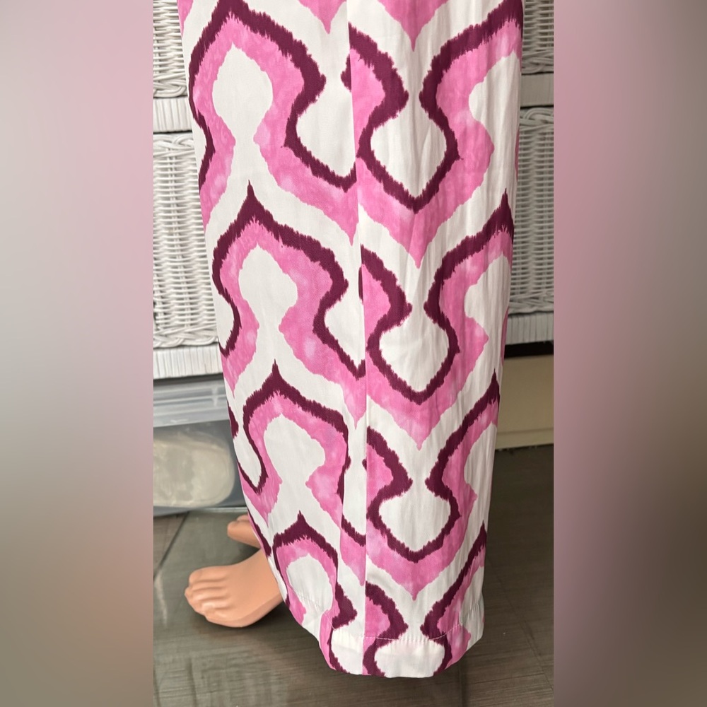 Rose & Olive Resort wide leg Pants high waisted - Pink & White colors Size S NWT - Picture 7 of 12